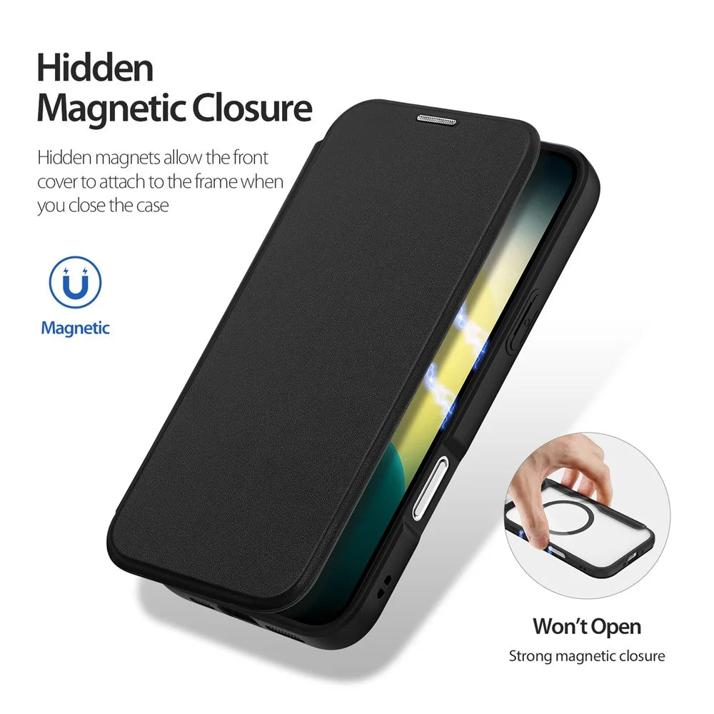 DUX DUCIS For iPhone Air Leather Case  Skin X Pro Series Flip Cover Compatible with MagSafe - Black - 6