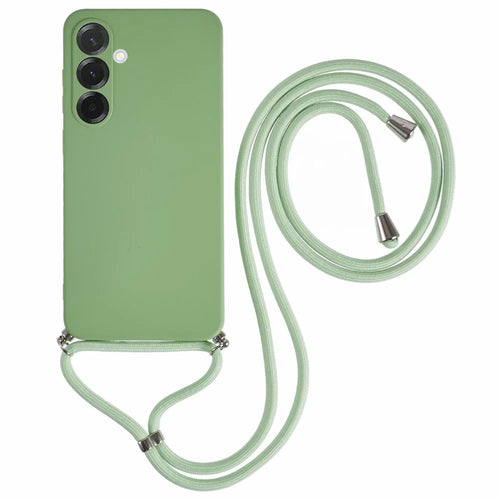 For Samsung Galaxy A18 5G / A18 4G / A17 5G / A17 4G Case Flexible TPU Fiber Lining Anti-Shock Crossbody Phone Cover - Matcha Green - 1