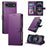 For iPhone Air Case Magnetic Snap Litchi Texture Leather Wallet Phone Cover with Wrist Strap - Purple - 7