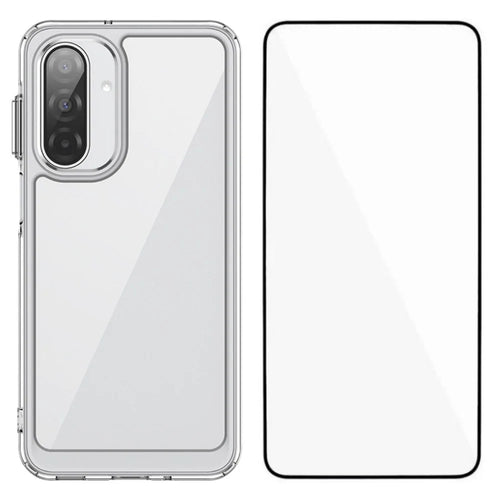 WANLONFENG For Samsung Galaxy A17 5G / A17 4G Case  MF Series TPU Acrylic Clear Phone Cover with Tempered Glass Film - Transparent - 1