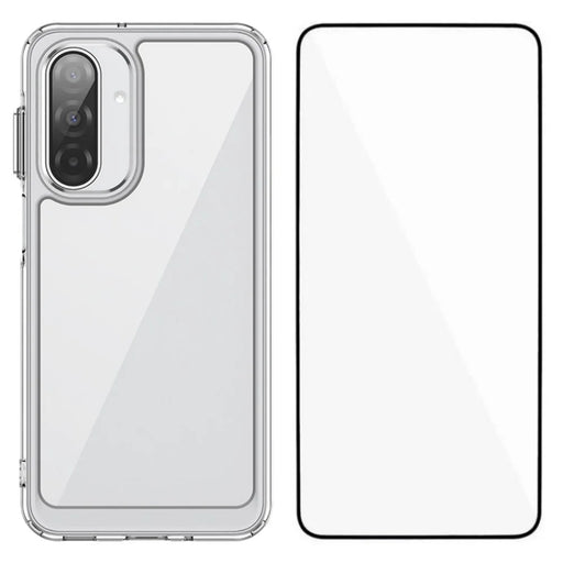 WANLONFENG For Samsung Galaxy A17 5G / A17 4G Case  MF Series TPU Acrylic Clear Phone Cover with Tempered Glass Film - Transparent - 1