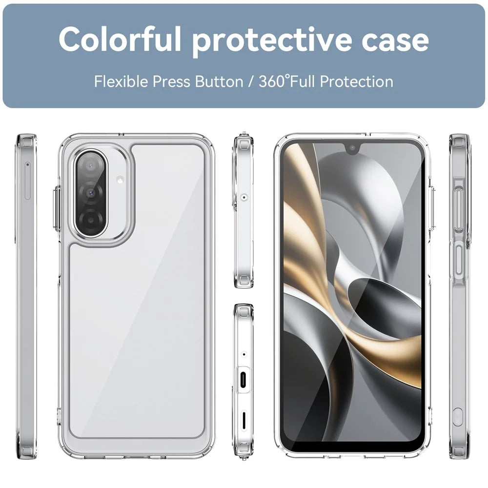 WANLONFENG For Samsung Galaxy A17 5G / A17 4G Case  MF Series TPU Acrylic Clear Phone Cover with Tempered Glass Film - Transparent - 3