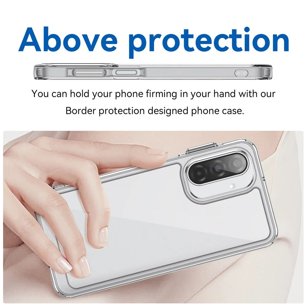WANLONFENG For Samsung Galaxy A17 5G / A17 4G Case  MF Series TPU Acrylic Clear Phone Cover with Tempered Glass Film - Transparent - 5