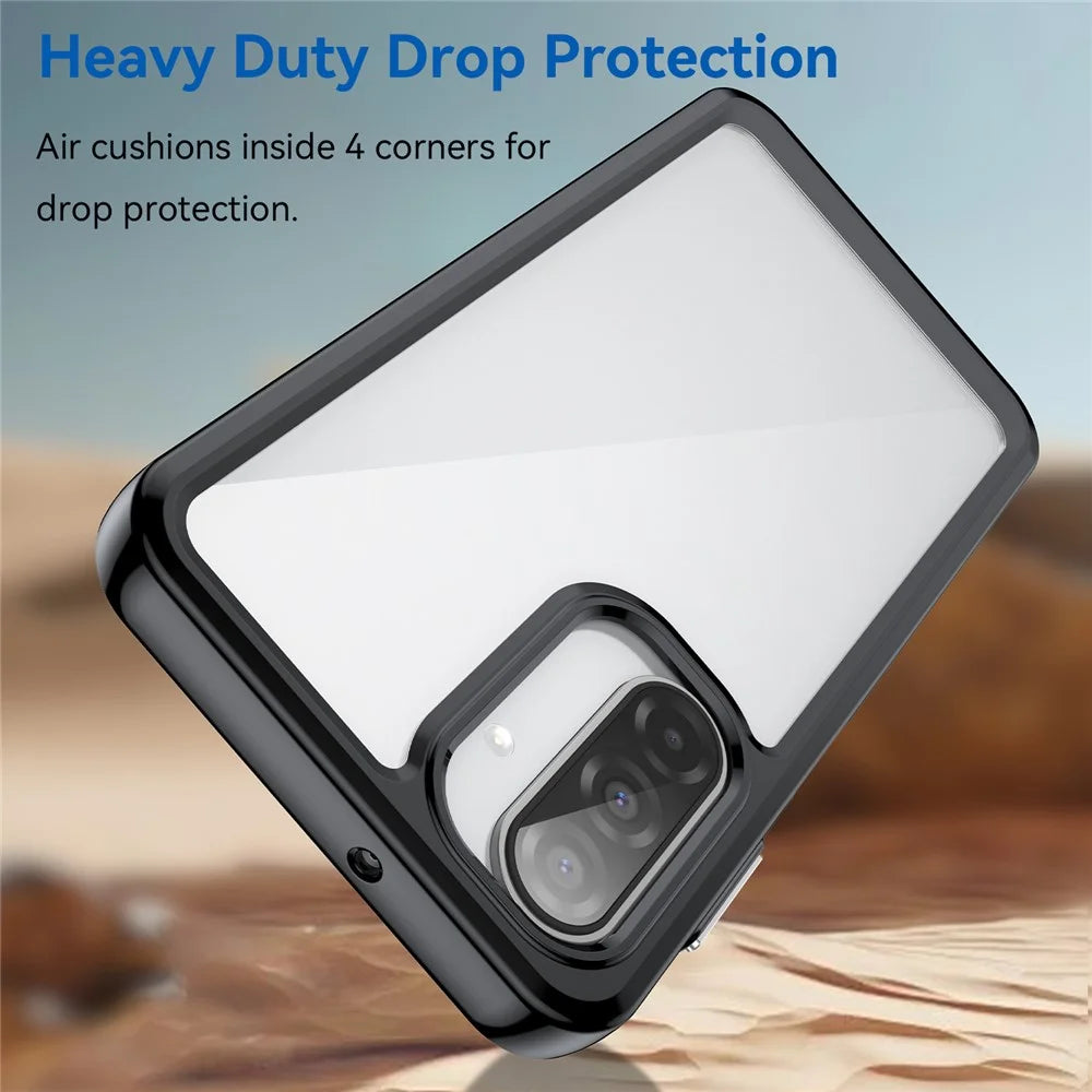 WANLONFENG For Samsung Galaxy A17 5G / A17 4G Phone Case  XC Series TPU Acrylic Cover with Tempered Glass (Big Lens Hole) - Black - 4