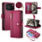 For iPhone 18 Pro / 17 Pro Case Zipper Pocket Wallet Leather Phone Cover with Straps - Red - 1