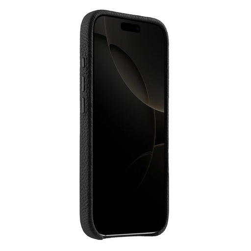 MELKCO For iPhone 16 Pro Magnetic Case Genuine Cow Leather PC Phone Back Cover - Black - 2