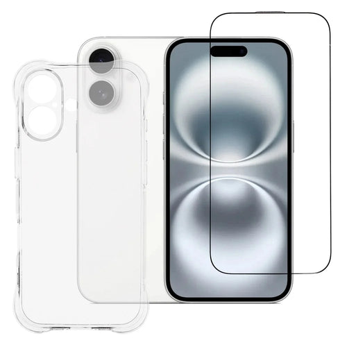 For iPhone 17 Case 2.0mm TPU Clear Phone Cover with Tempered Glass Screen Protector - 1