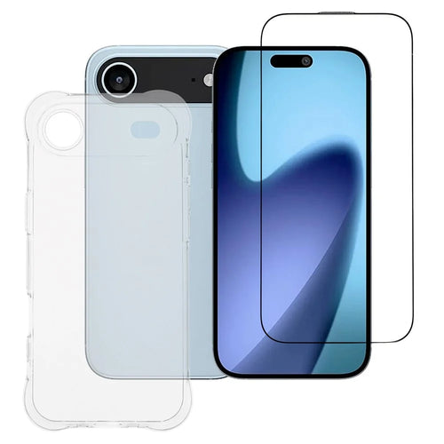 For iPhone Air Case 2.0mm TPU Clear Phone Cover with Tempered Glass Screen Protector - 1