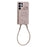 For Samsung Galaxy S24 Ultra Case Card Holder Mirror Snake Texture PU + PC Back Cover with Lanyard - Light Pink - 1
