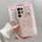 For Samsung Galaxy S24 Ultra Case Card Holder Mirror Snake Texture PU + PC Back Cover with Lanyard - Light Pink - 2