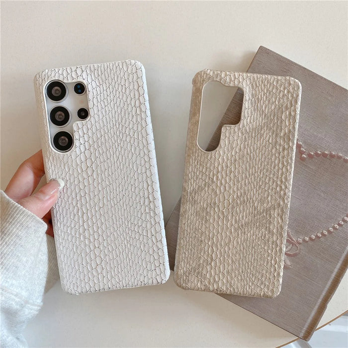 For Samsung Galaxy S25 Ultra Case Gold Thread Lacquered Snake Texture PU + PC Phone Back Cover - Blue - 3