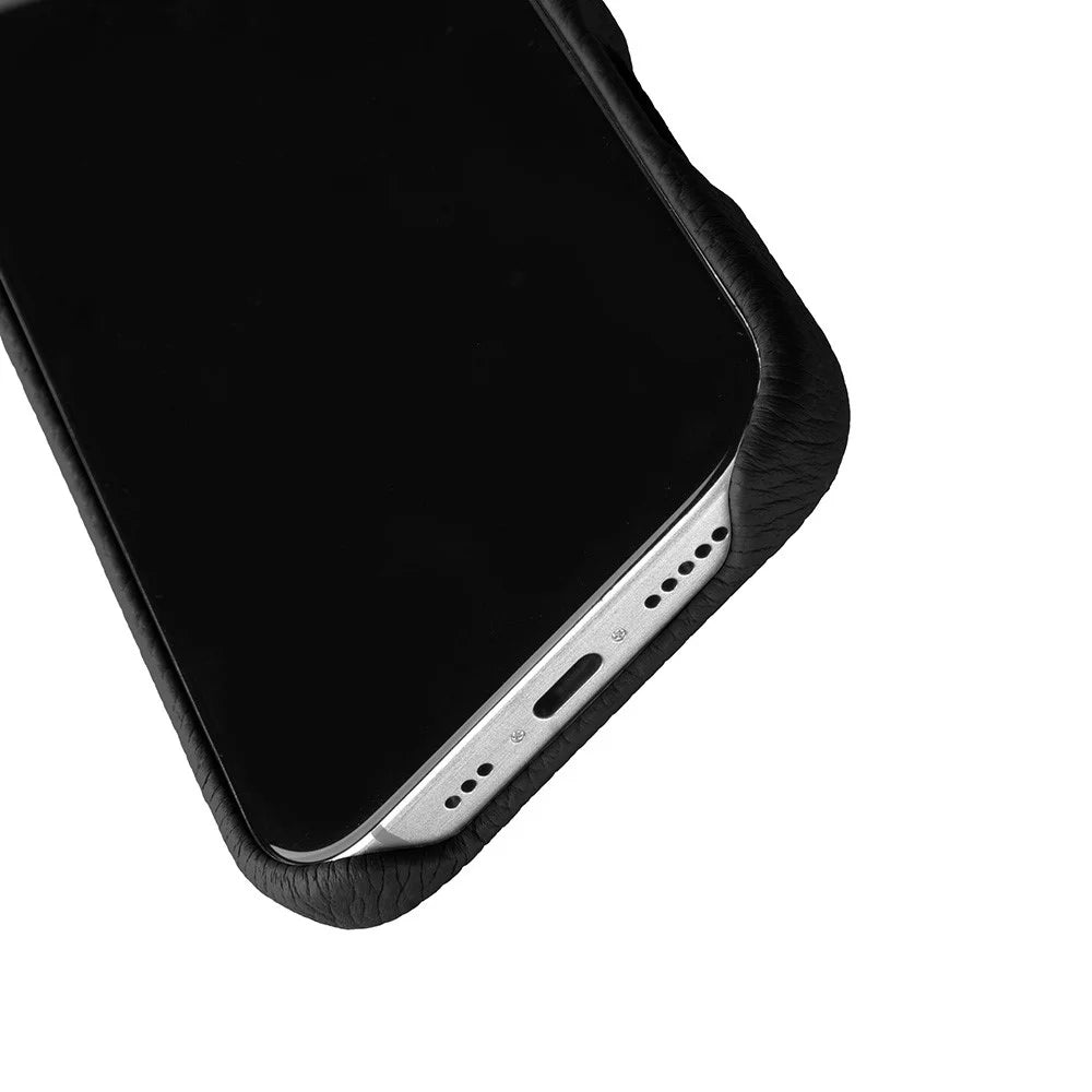MELKCO For iPhone 16 Pro Max Magnetic Case Genuine Cow Leather PC Phone Back Cover - Black - 6