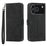 DIERFENG DF-03 For iPhone 18 Pro / 17 Pro Case Lines Imprint Wallet Leather Phone Cover with Wrist Strap - Black - 1