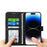 DIERFENG DF-03 For iPhone 18 Pro / 17 Pro Case Lines Imprint Wallet Leather Phone Cover with Wrist Strap - Black - 3