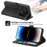 DIERFENG DF-03 For iPhone 18 Pro / 17 Pro Case Lines Imprint Wallet Leather Phone Cover with Wrist Strap - Black - 4