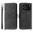 For iPhone 18 Pro / 17 Pro Case Flower Pattern PU Leather Wallet Phone Cover with Strap - Black - 1
