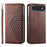 For iPhone Air Case Calf Texture PU Leather Wallet Phone Cover with Wrist Strap - Brown - 1