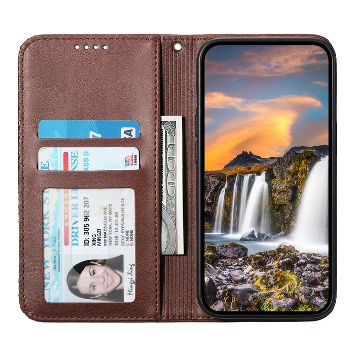 For iPhone Air Case Calf Texture PU Leather Wallet Phone Cover with Wrist Strap - Brown - 2