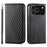 For iPhone 18 Pro / 17 Pro Case Calf Texture PU Leather Wallet Phone Cover with Wrist Strap - Black - 1