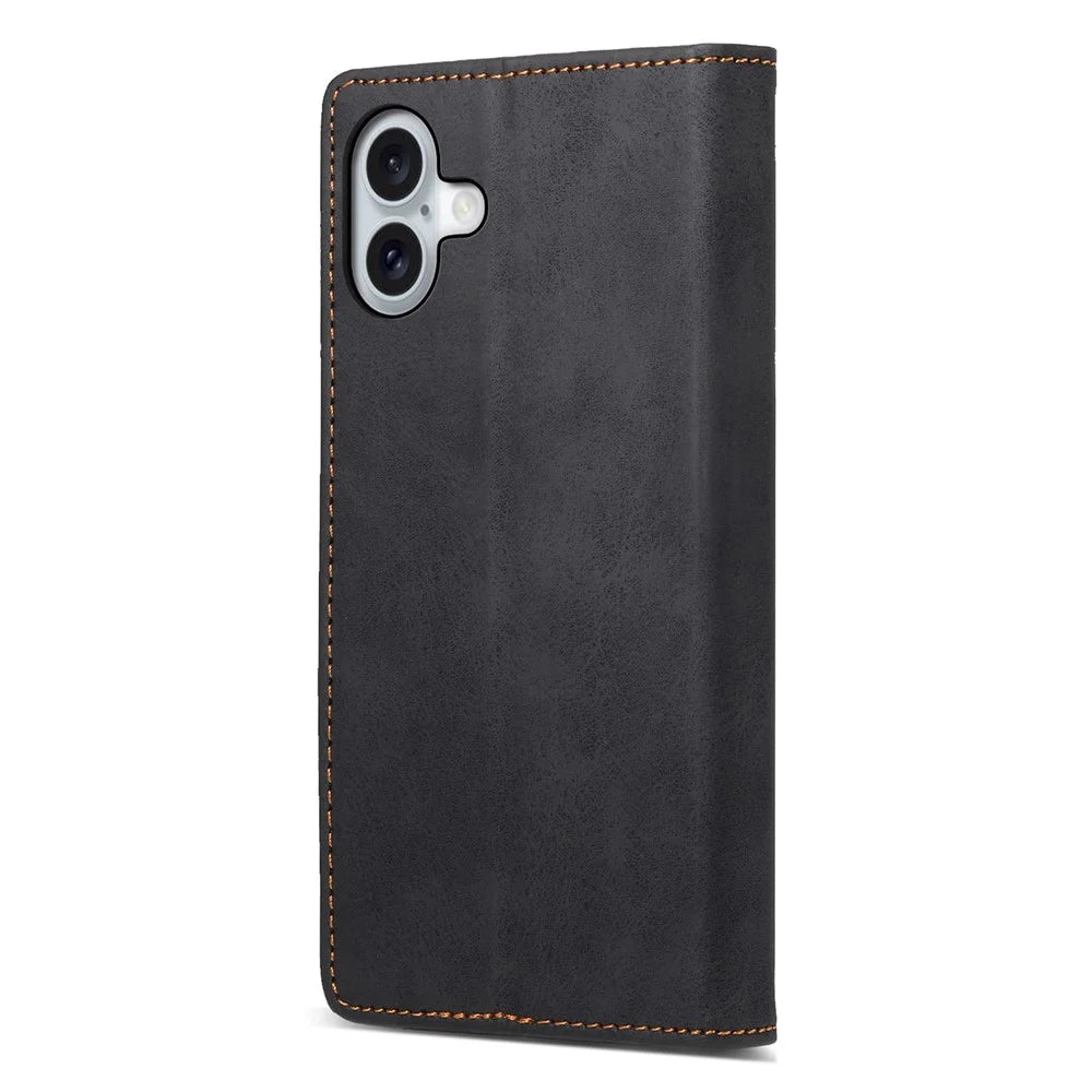For iPhone 17 Wallet Case RFID Blocking PU Leather Phone Cover - Black - 6