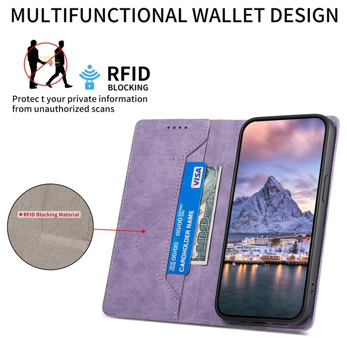 For iPhone Air Wallet Case RFID Blocking PU Leather Phone Cover - Purple - 2