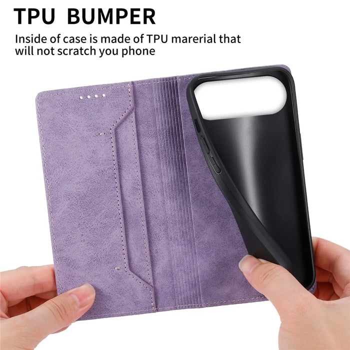 For iPhone Air Wallet Case RFID Blocking PU Leather Phone Cover - Purple - 5