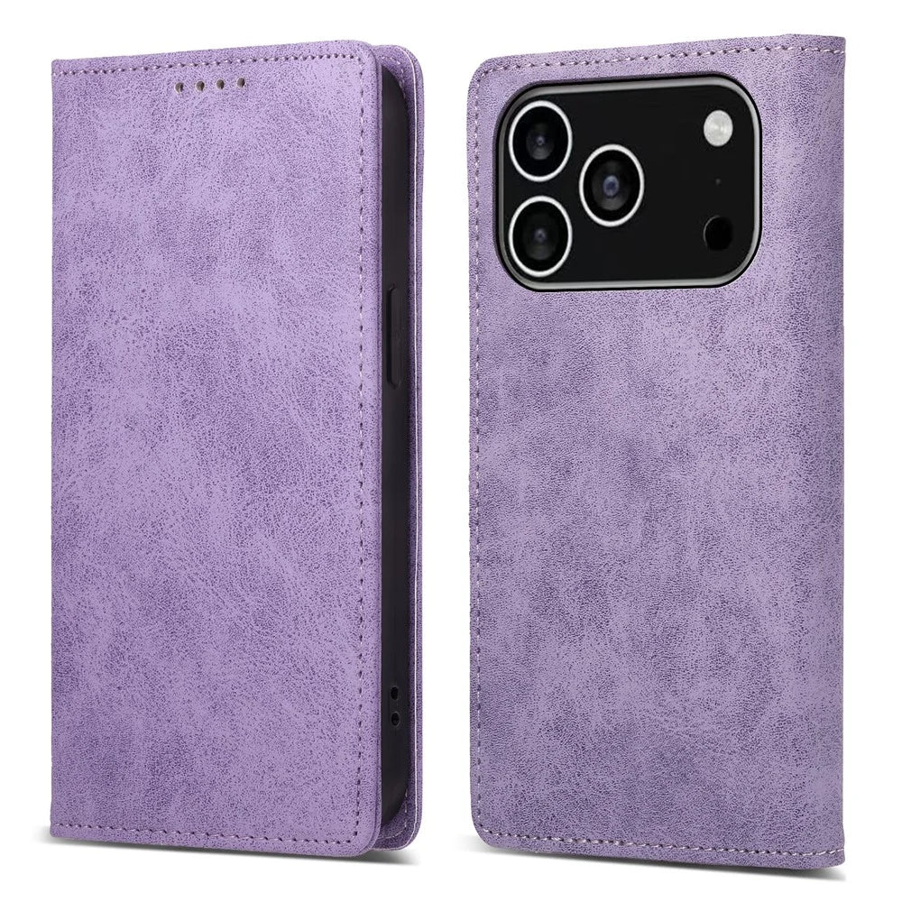 For iPhone 18 Pro / 17 Pro Wallet Case RFID Blocking PU Leather Phone Cover - Purple - 1