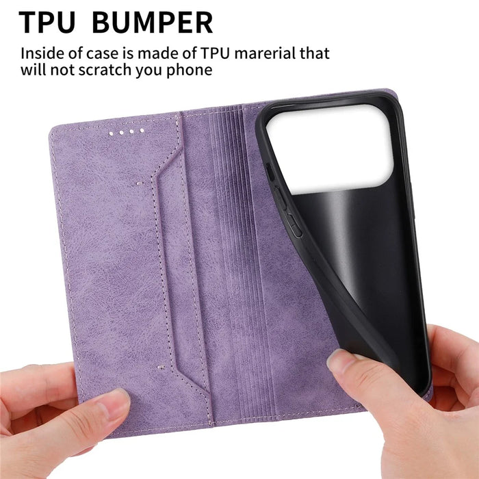 For iPhone 18 Pro / 17 Pro Wallet Case RFID Blocking PU Leather Phone Cover - Purple - 5