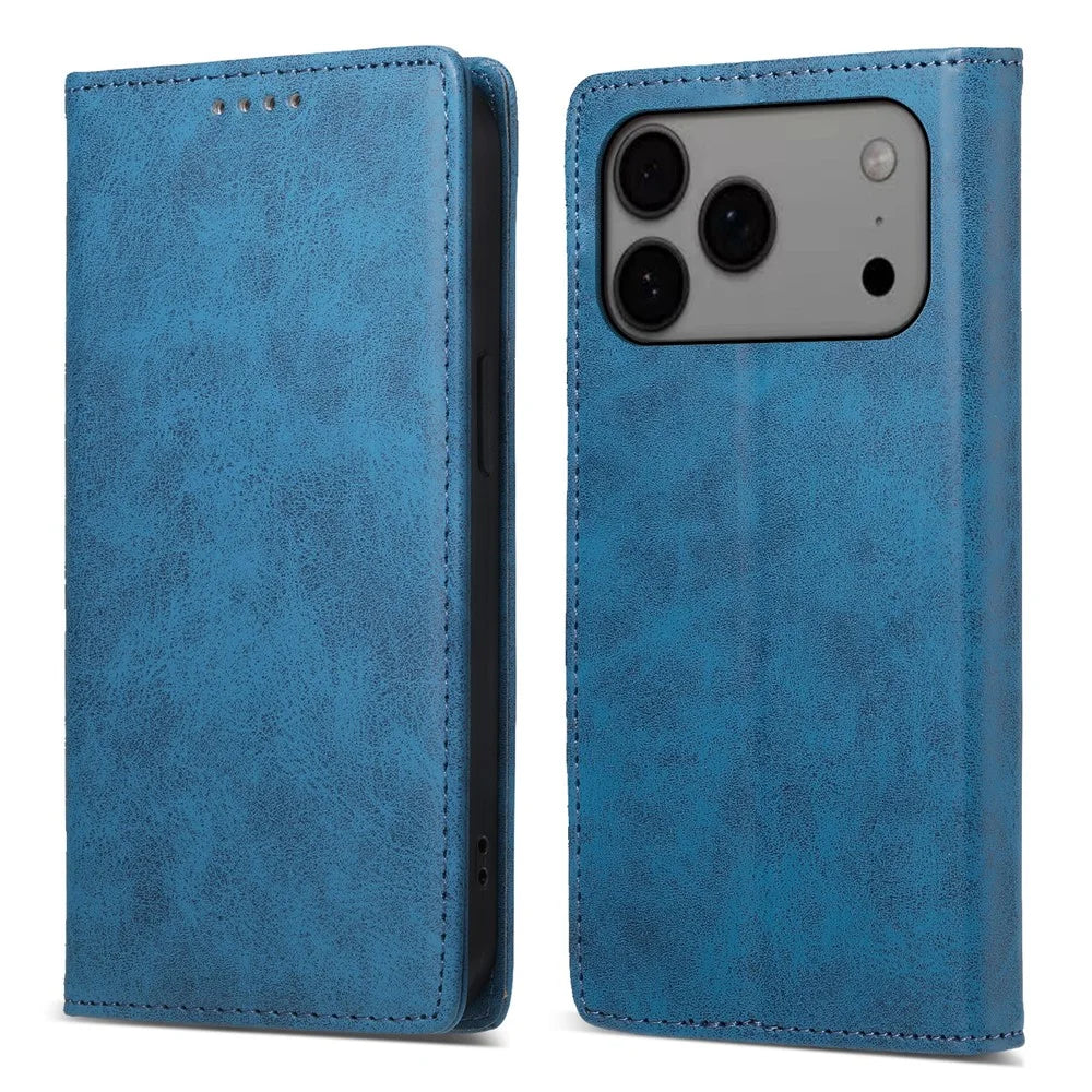 For iPhone 18 Pro Max / 17 Pro Max Wallet Case RFID Blocking PU Leather Phone Cover - Blue - 1