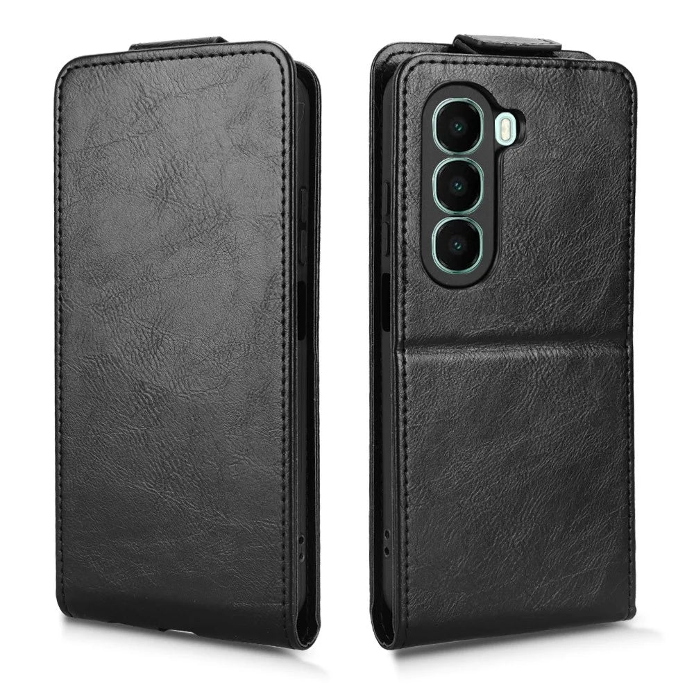 For itel A95 5G Stand Case Magnetic Clasp Vertical Flip Leather Phone Cover with Card Holder - Black - 5