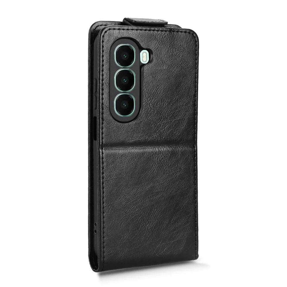 For itel A95 5G Stand Case Magnetic Clasp Vertical Flip Leather Phone Cover with Card Holder - Black - 7