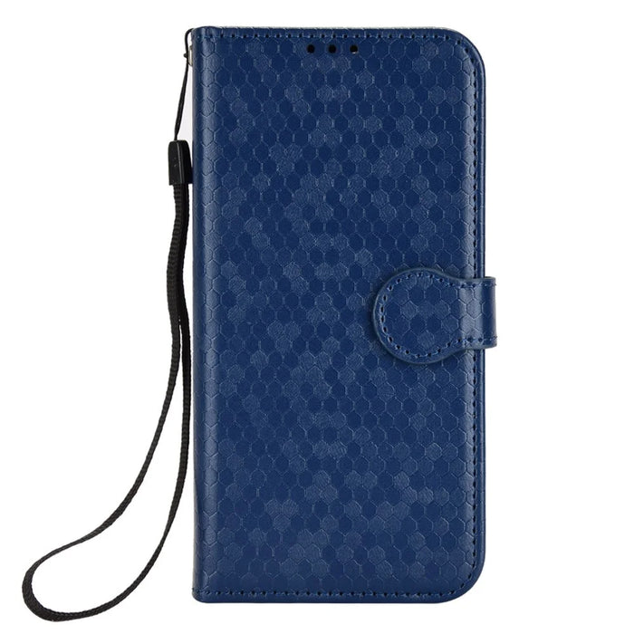 For OnePlus Nord CE5 5G / Ace 5 Racing 5G Wallet Case Dot Pattern Imprint PU Leather Phone Cover with Wrist Strap - Dark Blue - 5