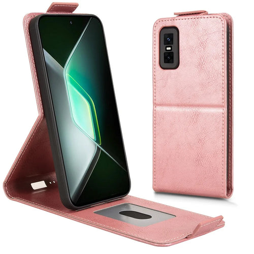 For Infinix GT 30 Pro 5G Stand Case Magnetic Clasp Vertical Flip Leather Phone Cover with Card Holder - Rose Gold - 1