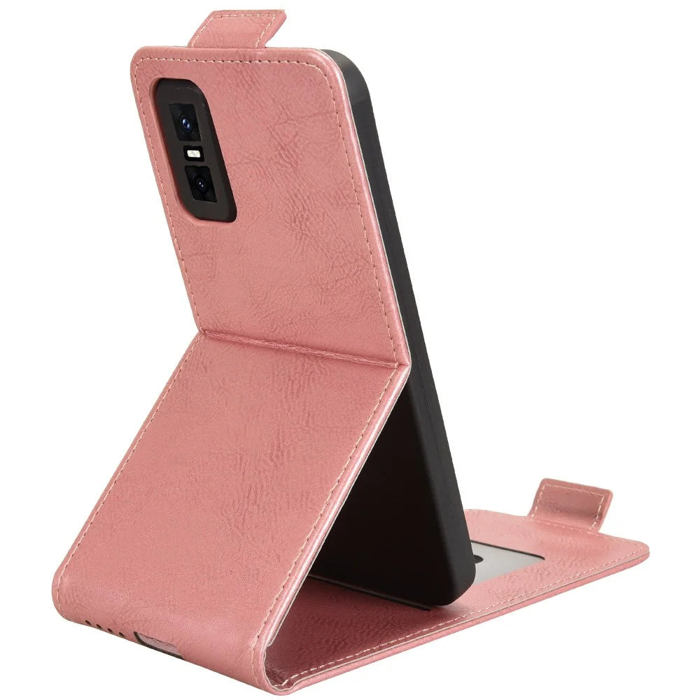 For Infinix GT 30 Pro 5G Stand Case Magnetic Clasp Vertical Flip Leather Phone Cover with Card Holder - Rose Gold - 2