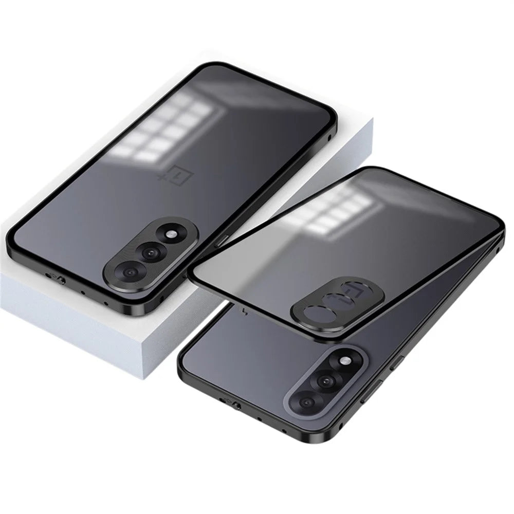 For OnePlus Nord 5 5G / Ace 5 Ultra 5G Matte Case Aluminium Alloy + PC Phone Cover Pop-Up Snap Lock - Black - 1