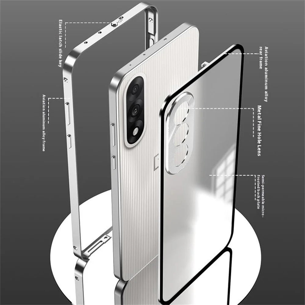 For OnePlus Nord 5 5G / Ace 5 Ultra 5G Matte Case Aluminium Alloy + PC Phone Cover Pop-Up Snap Lock - Black - 4