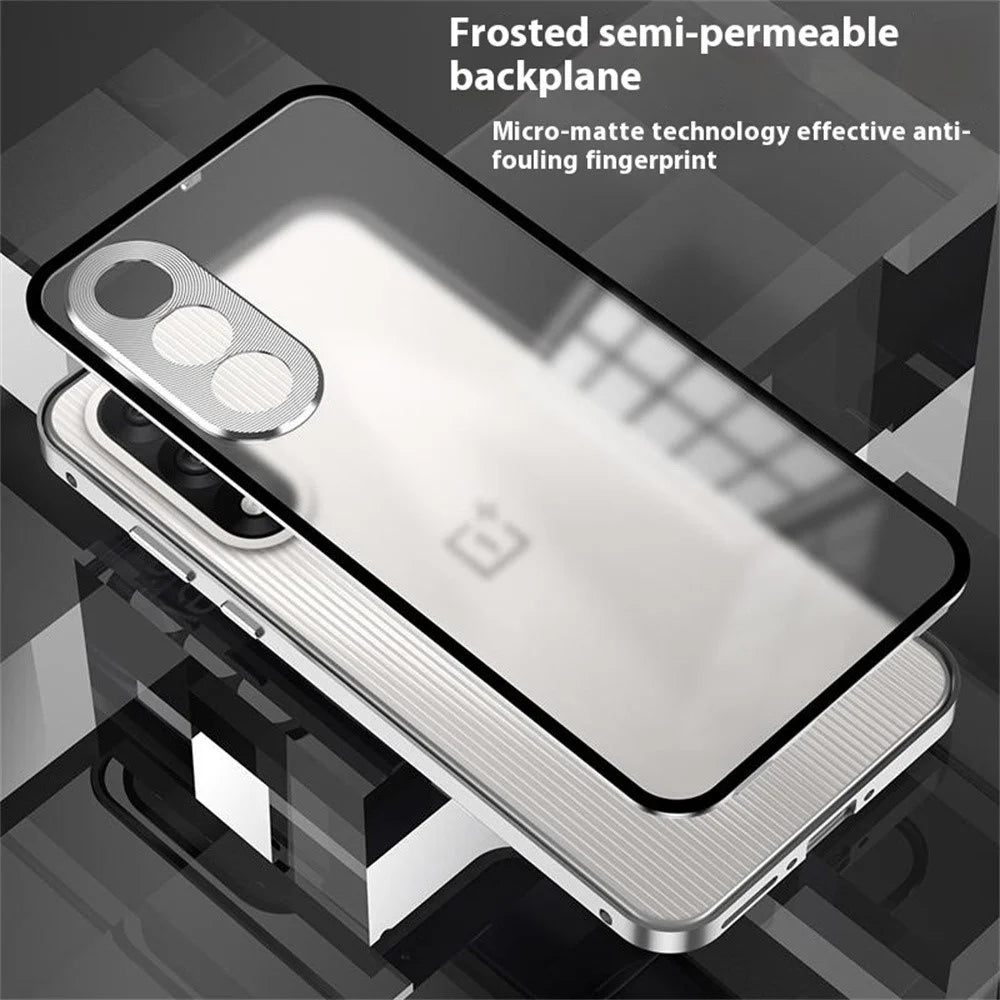 For OnePlus Nord 5 5G / Ace 5 Ultra 5G Matte Case Aluminium Alloy + PC Phone Cover Pop-Up Snap Lock - Black - 6