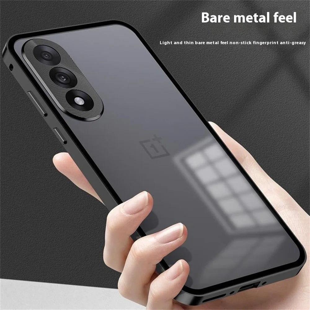 For OnePlus Nord 5 5G / Ace 5 Ultra 5G Matte Case Aluminium Alloy + PC Phone Cover Pop-Up Snap Lock - Black - 7
