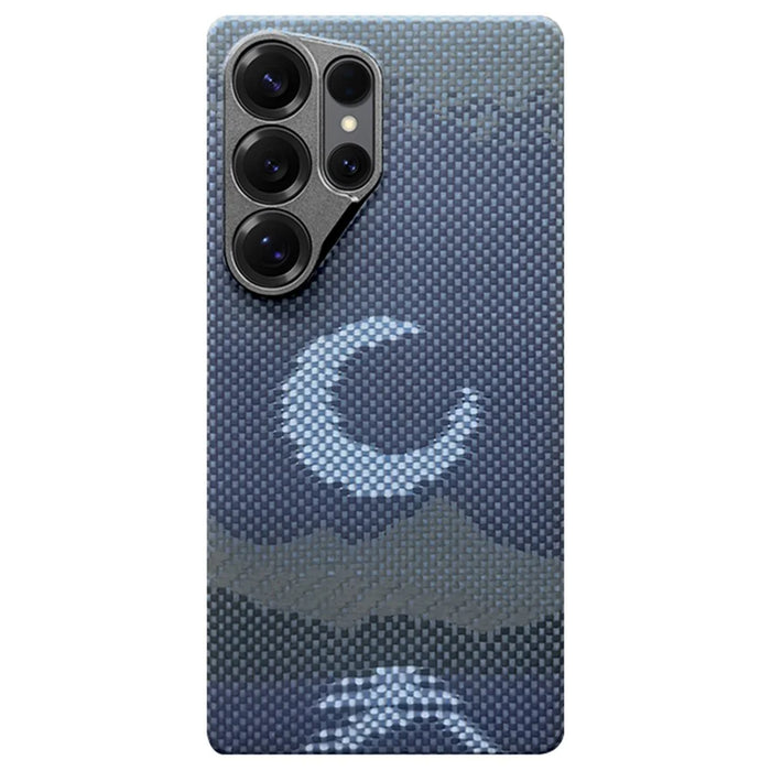 For Samsung Galaxy S25 Ultra Magnetic Case Precise Cutouts Aramid Fiber Phone Cover with Metal Lens Frame - Moon - 1