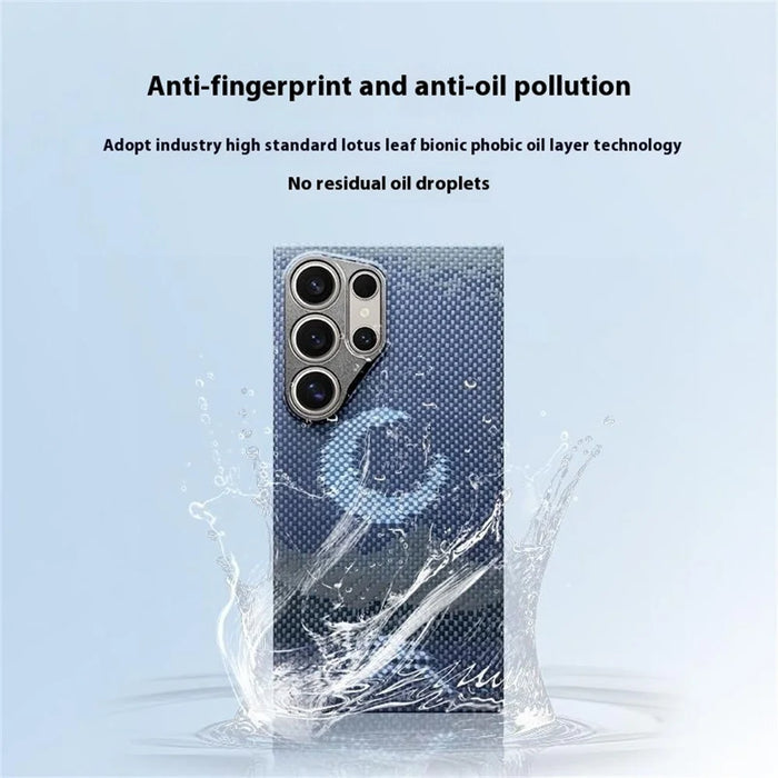 For Samsung Galaxy S25 Ultra Magnetic Case Precise Cutouts Aramid Fiber Phone Cover with Metal Lens Frame - Moon - 2