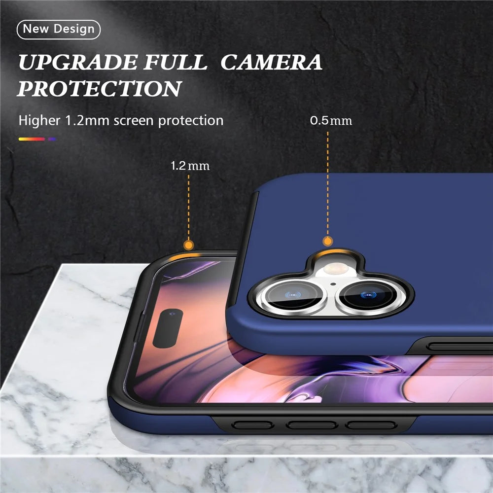 For iPhone 17 Case PC + TPU Phone Cover with Rotatable Ring Holder - Blue - 5