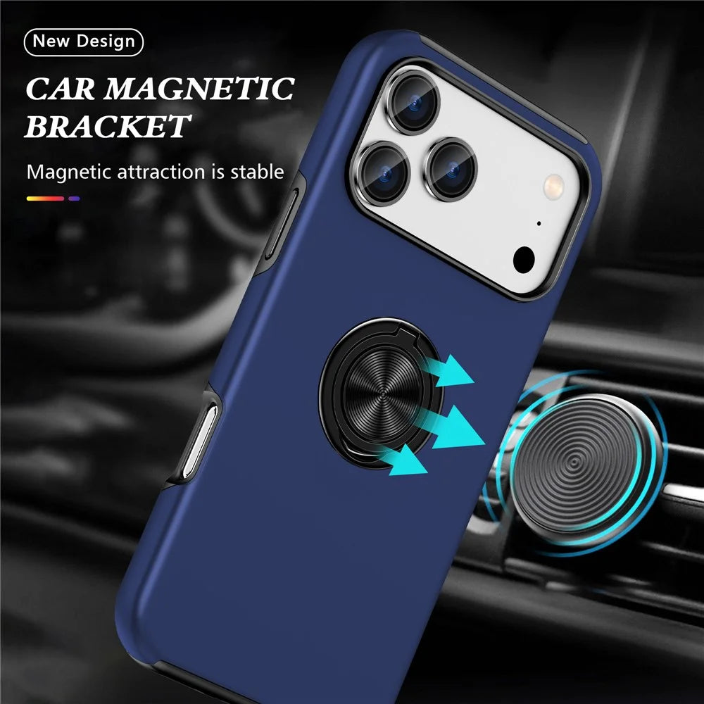 For iPhone 18 Pro / 17 Pro Case PC + TPU Phone Cover with Rotatable Ring Holder - Blue - 2