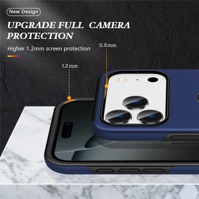 For iPhone 18 Pro Max / 17 Pro Max Case PC + TPU Phone Cover with Rotatable Ring Holder - Blue - 5