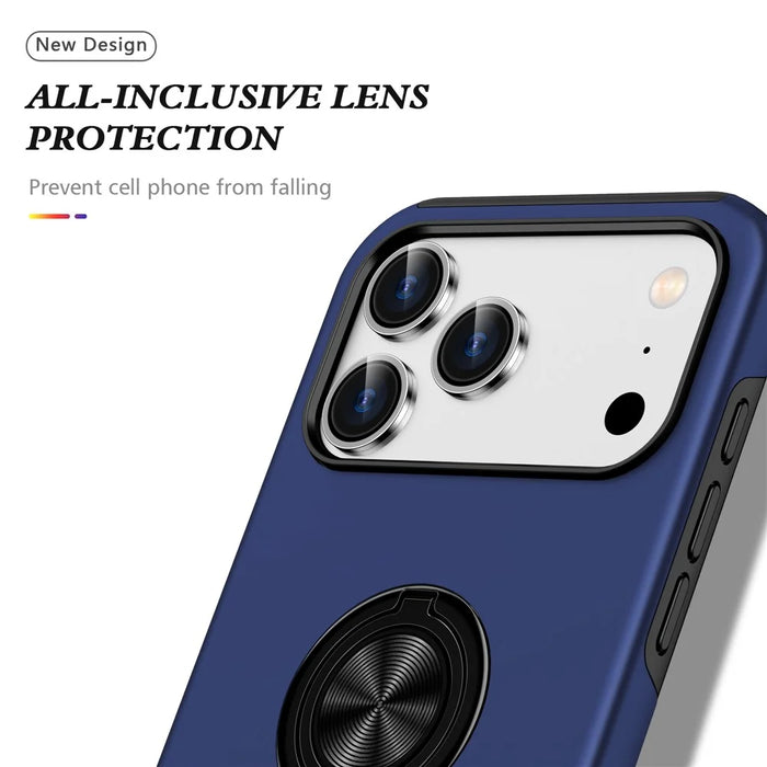 For iPhone 18 Pro Max / 17 Pro Max Case PC + TPU Phone Cover with Rotatable Ring Holder - Blue - 6