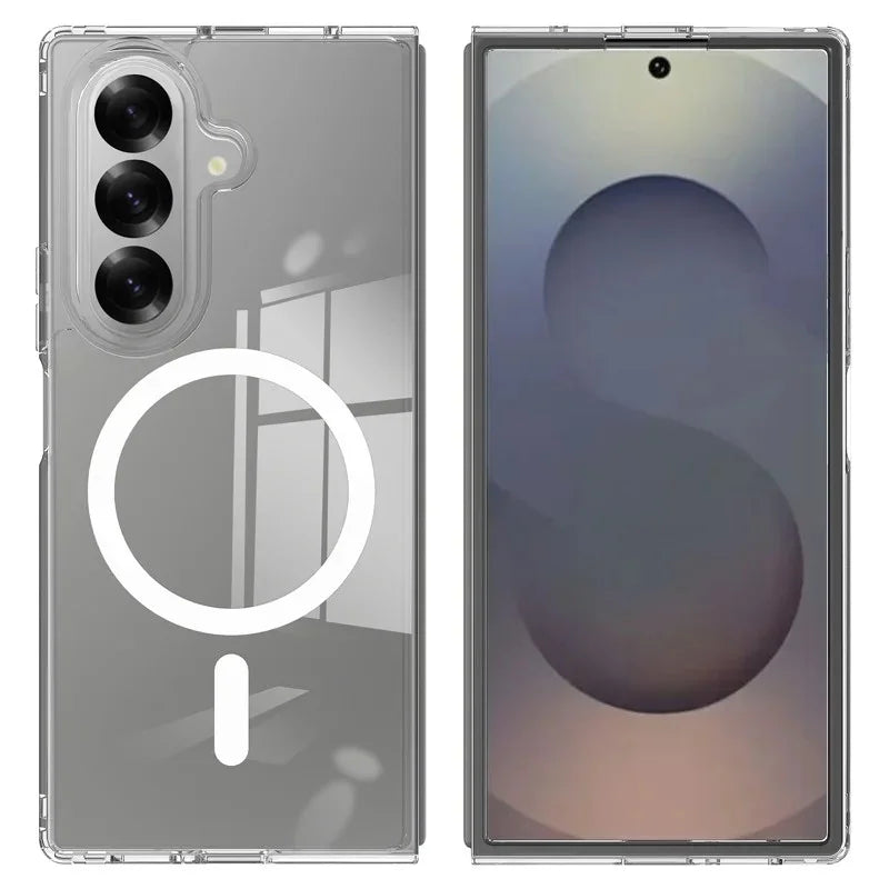 WANLONFENG For Samsung Galaxy Z Fold7 5G Clear Magnetic Case  LM2 Series Phone Cover (Big Lens Hole) - Transparent - 1