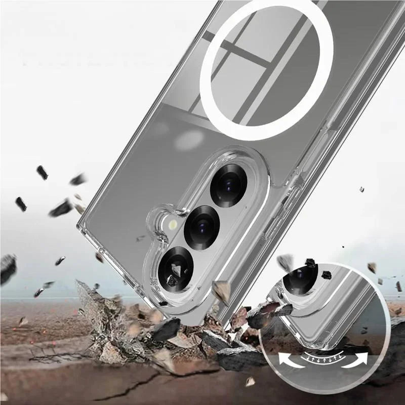 WANLONFENG For Samsung Galaxy Z Fold7 5G Clear Magnetic Case  LM2 Series Phone Cover (Big Lens Hole) - Transparent - 3