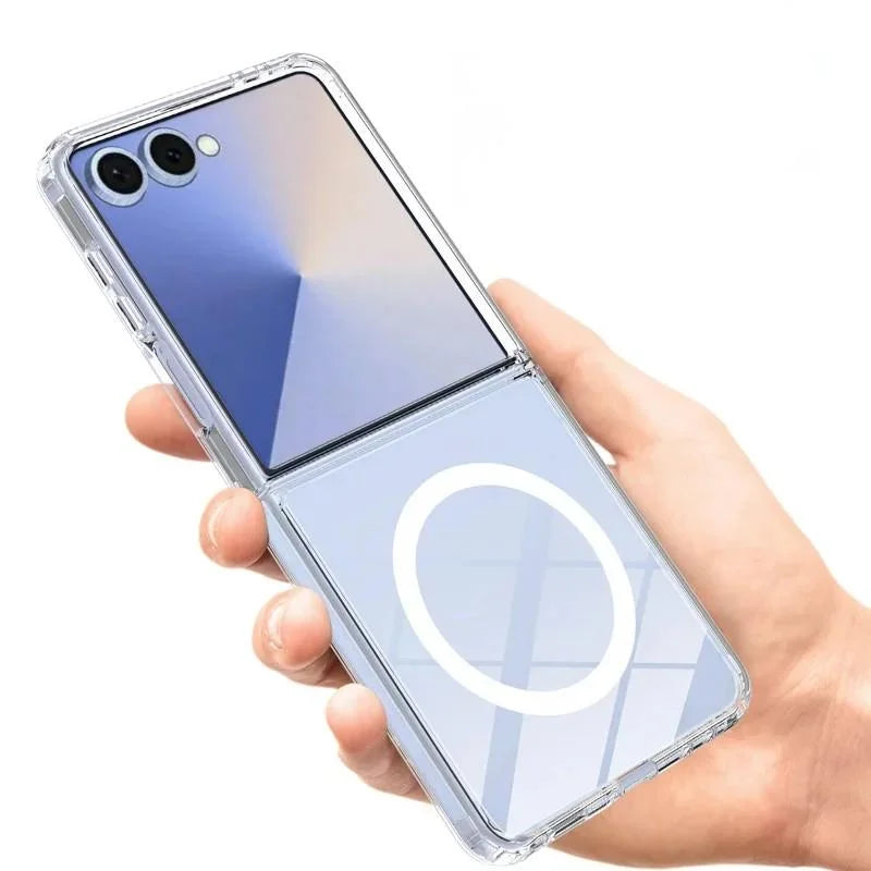 WANLONFENG For Samsung Galaxy Z Flip7 5G Clear Magnetic Case  LM2 Series Phone Cover (Big Lens Hole) - Transparent - 3