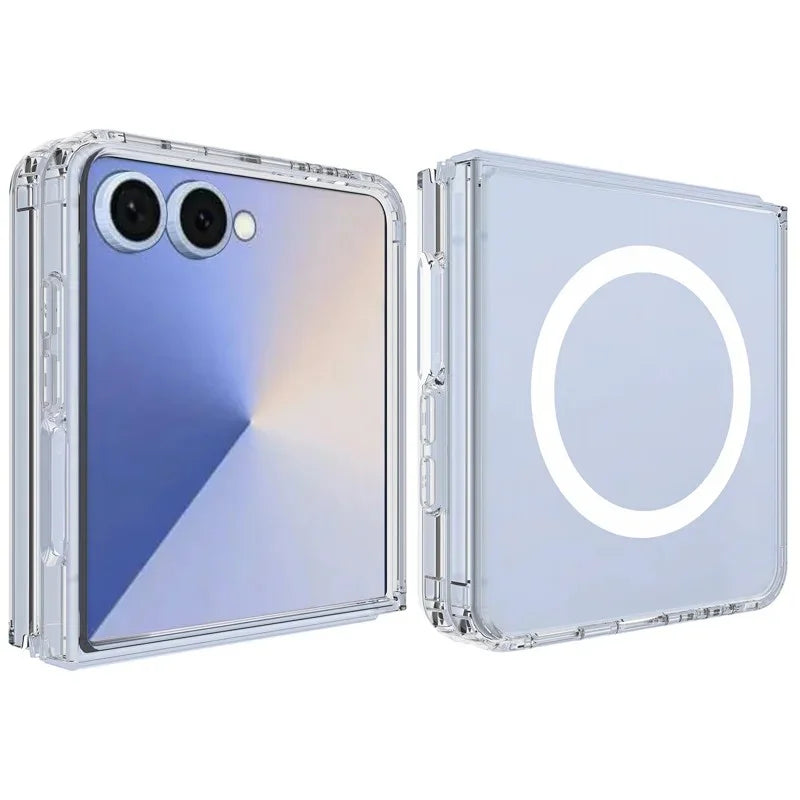 WANLONFENG For Samsung Galaxy Z Flip7 5G Clear Magnetic Case  LM2 Series Phone Cover (Big Lens Hole) - Transparent - 4