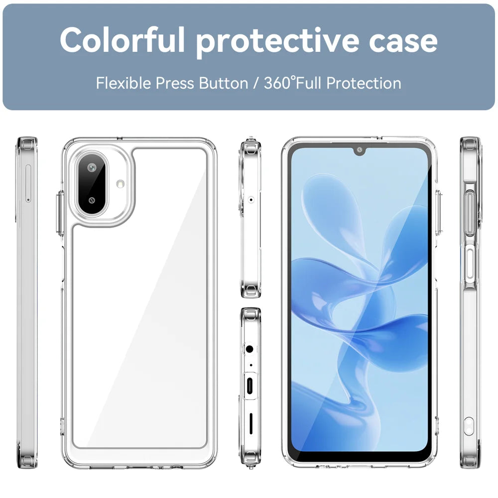 WANLONFENG For Samsung Galaxy A08 4G / A07 4G Case  MF Series TPU Acrylic Clear Phone Cover with Tempered Glass Film - Transparent - 3