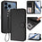 For iPhone 18 Pro / 17 Pro Leather Case Wallet Stand Phone Cover with Wrist Strap - Black - 2